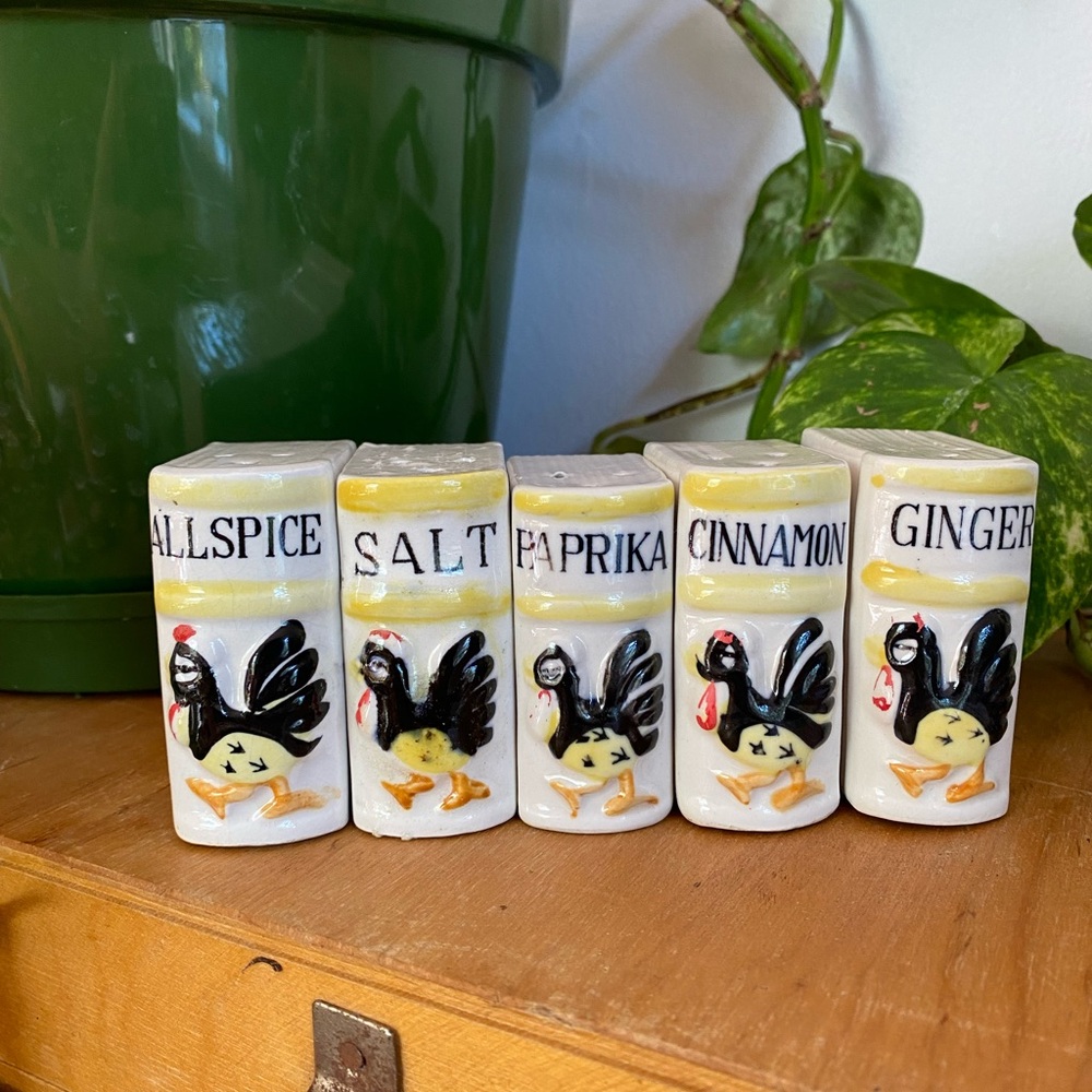 Vintage 1950’s Rooster Spice Jars